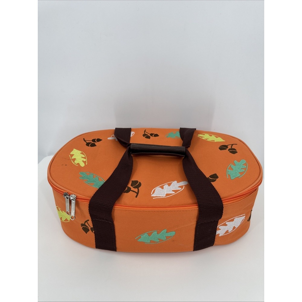 Temptations Old World Fall‎ Harvest Acorn Leaves Carrying Case Orange Handles